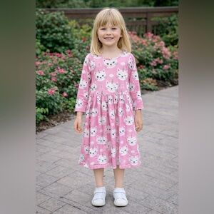 Mila & Rose Pink Cat Unicorn Dress Girls Size 9/10 Long Sleeve Twirl Dress